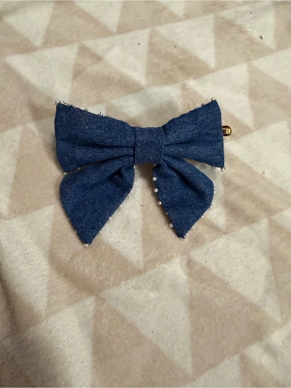 J crew chambray Embellished denim bow barrette